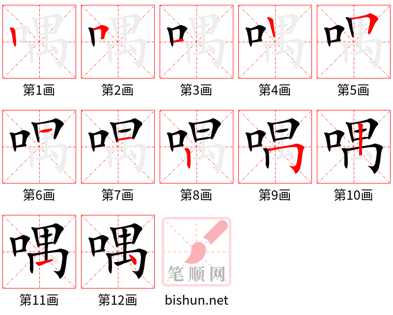 喁 笔顺规范