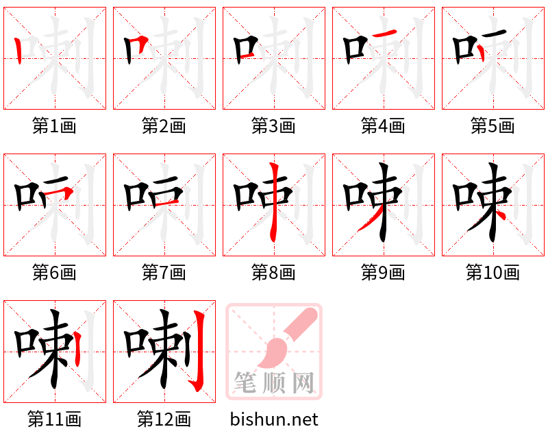 喇 笔顺规范