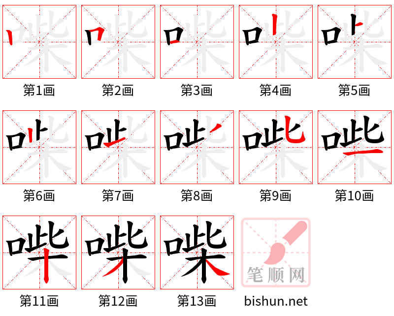 喍 笔顺规范