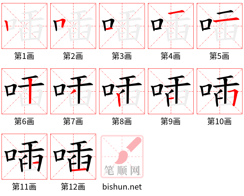 喢 笔顺规范