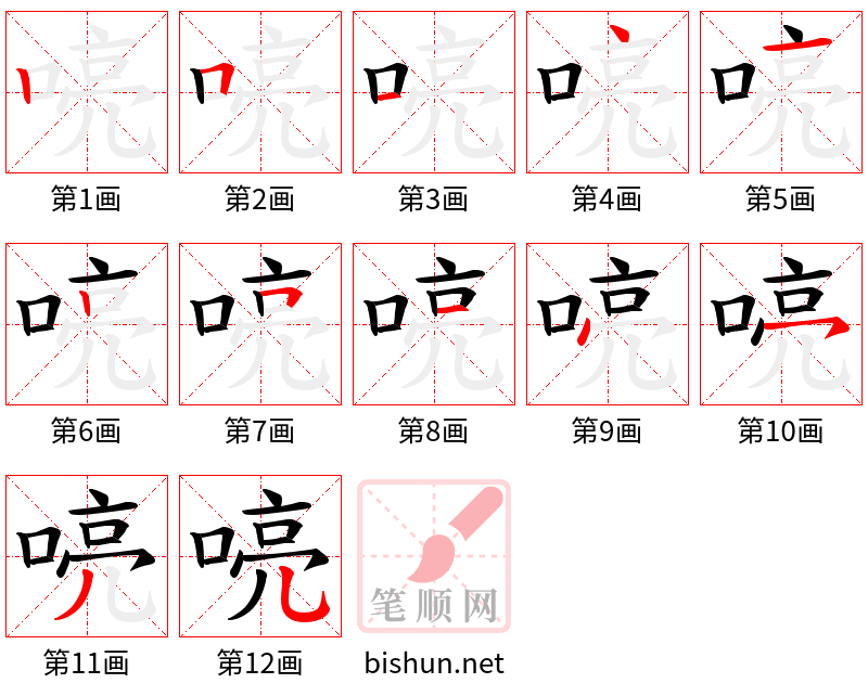 喨 笔顺规范