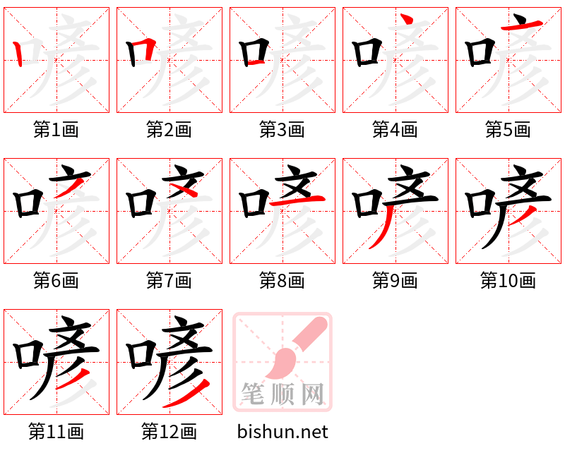 喭 笔顺规范