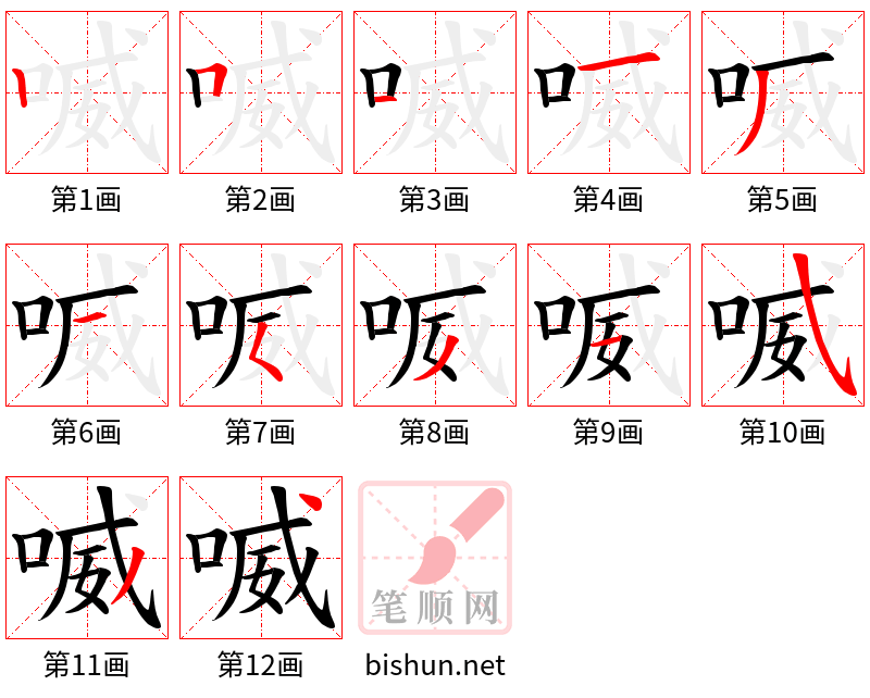 喴 笔顺规范