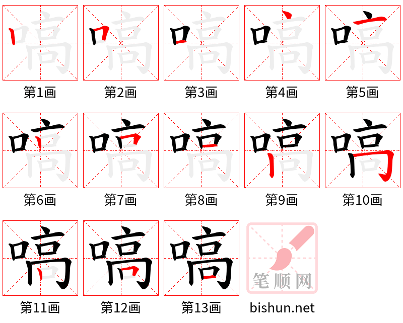 嗃 笔顺规范