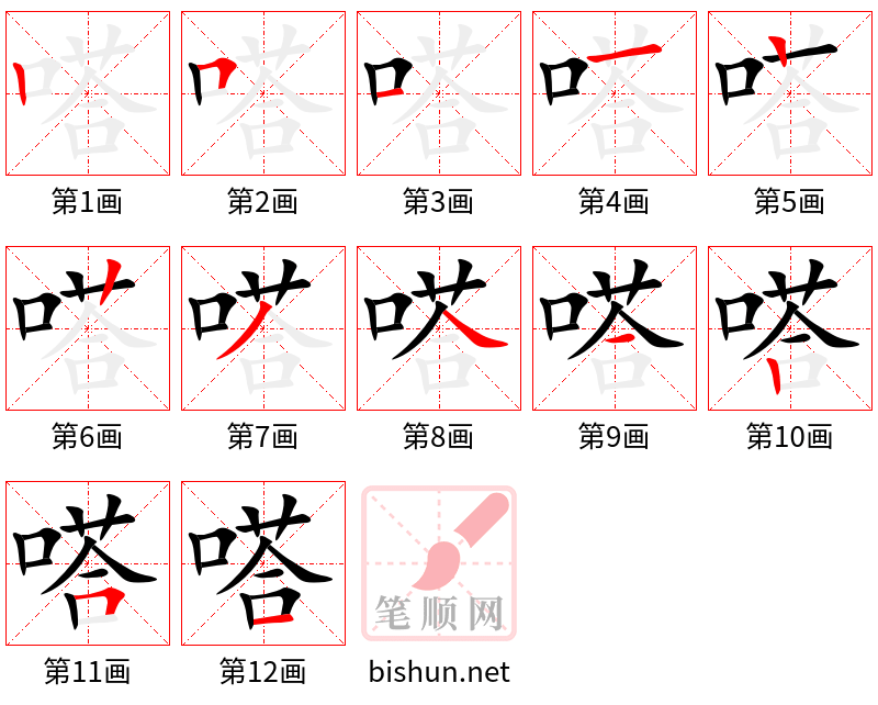 嗒 笔顺规范