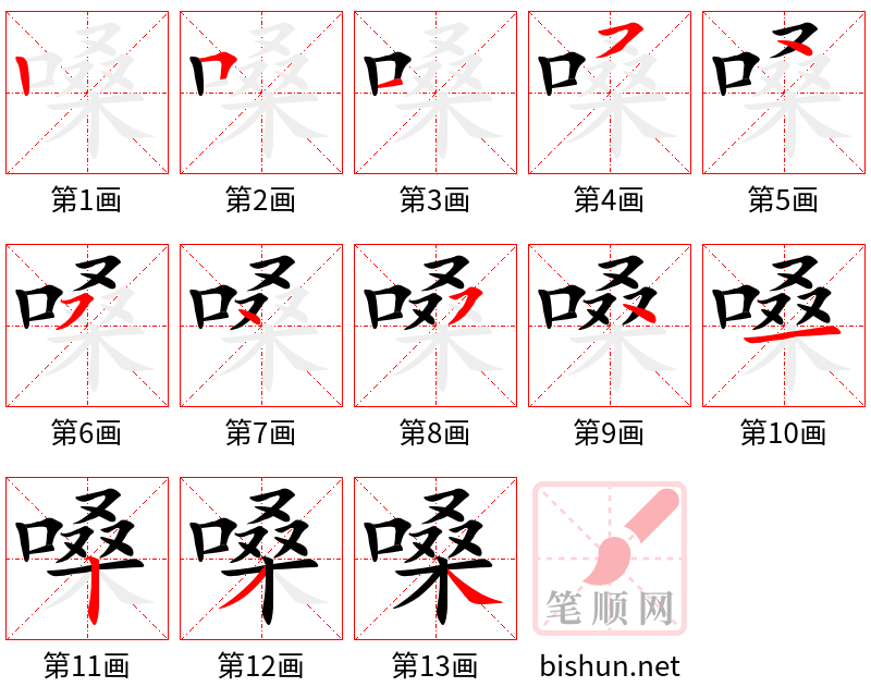 嗓 笔顺规范