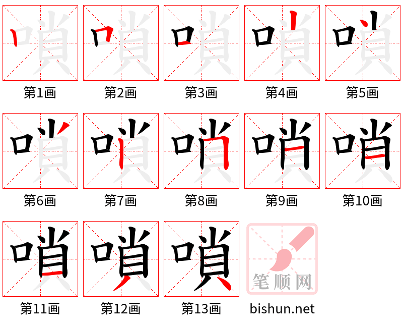 嗩 笔顺规范