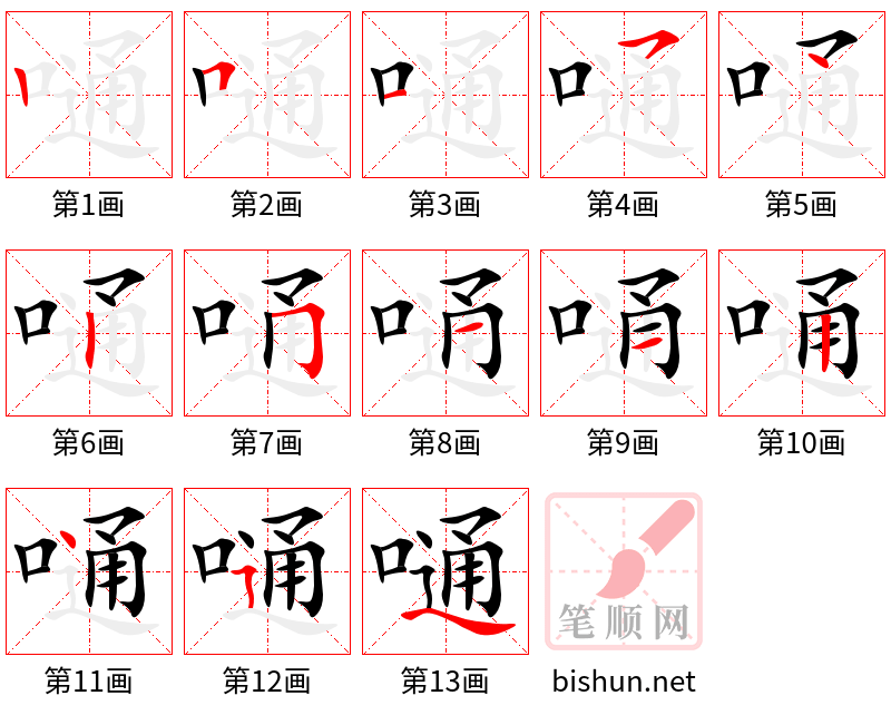 嗵 笔顺规范