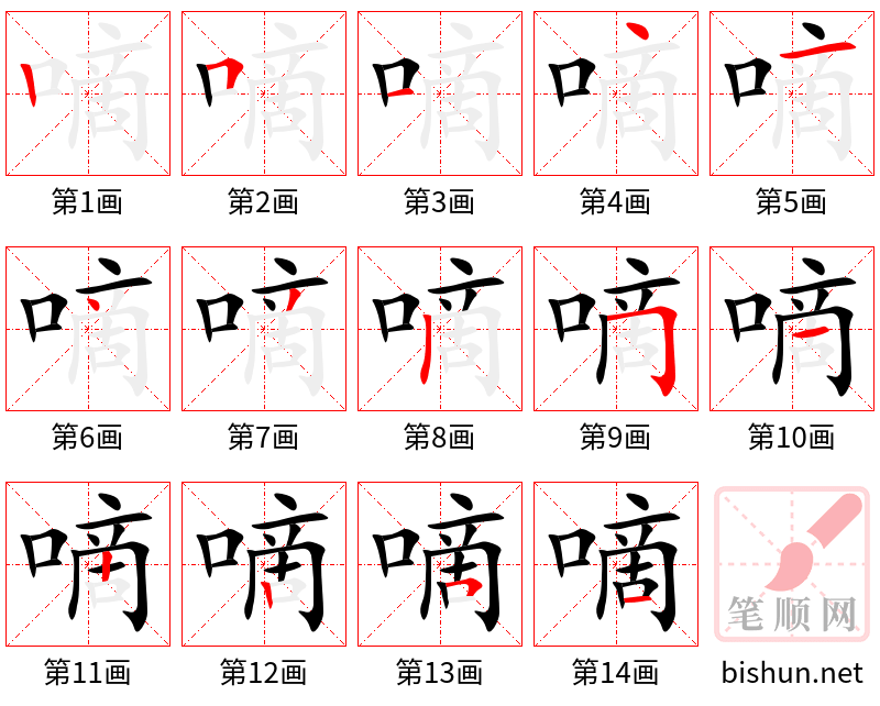 嘀 笔顺规范