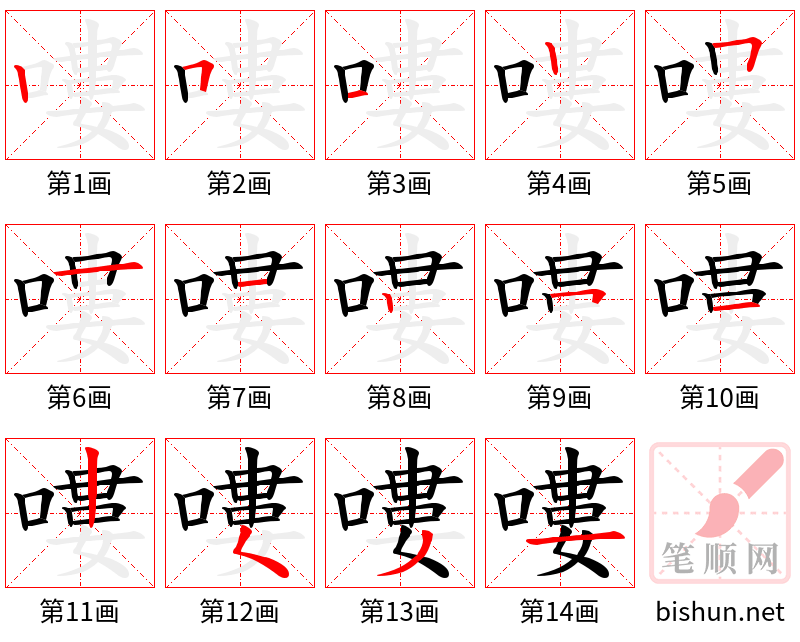 嘍 笔顺规范