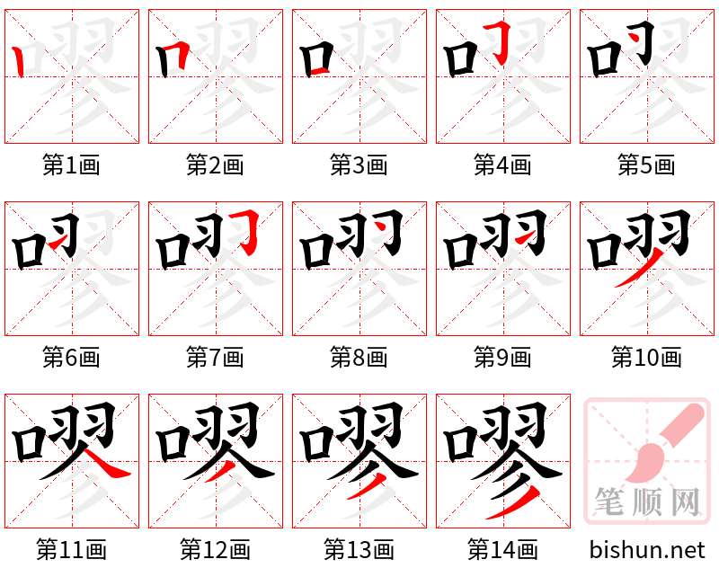 嘐 笔顺规范