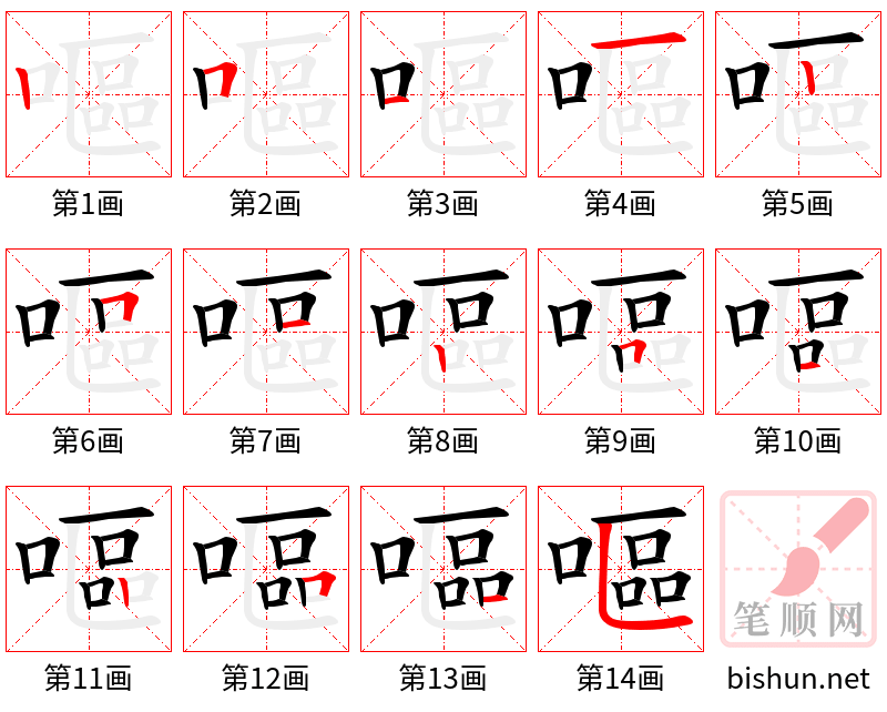 嘔 笔顺规范