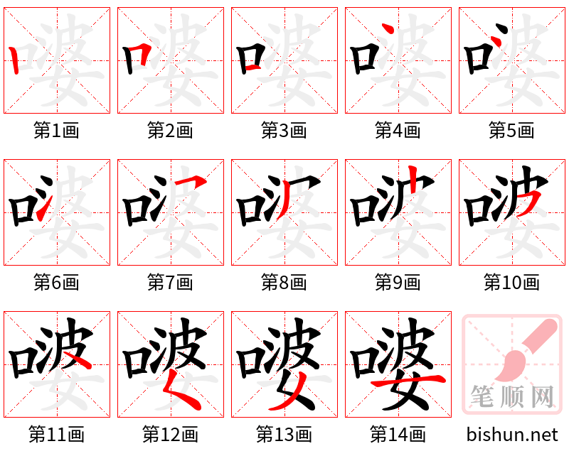 嘙 笔顺规范