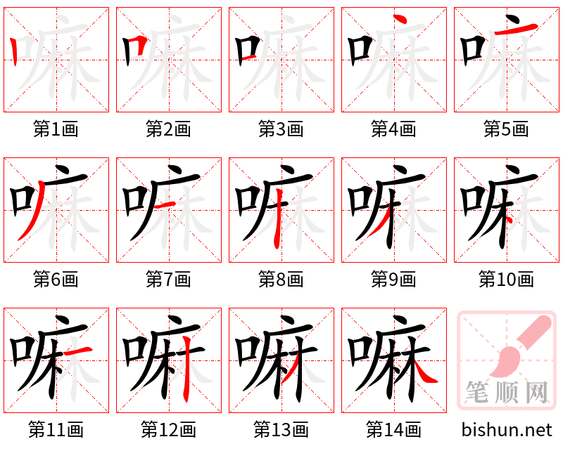 嘛 笔顺规范