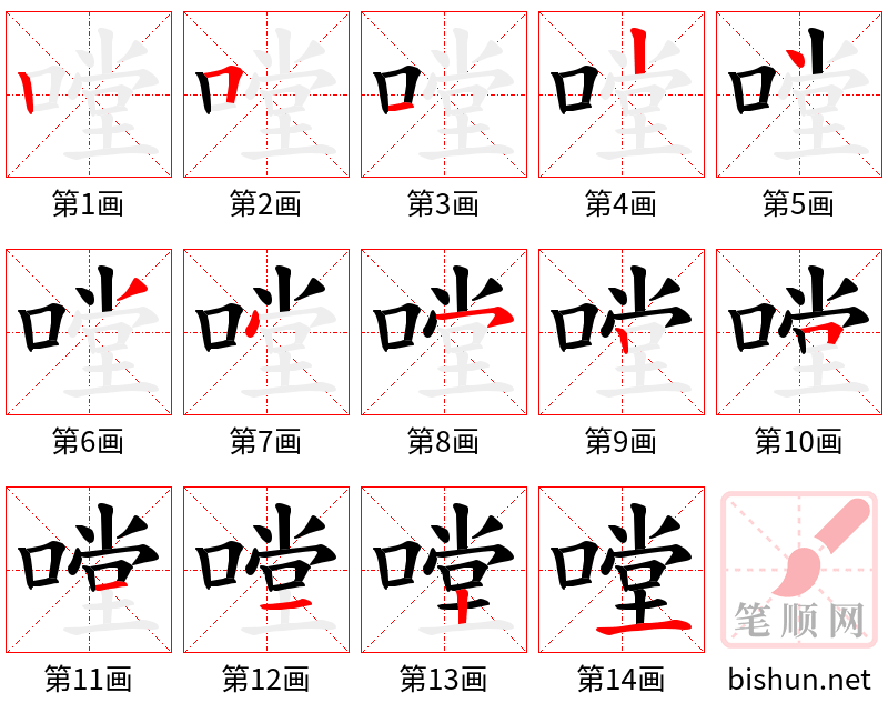 嘡 笔顺规范