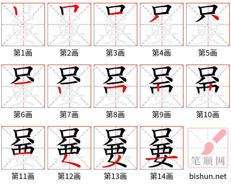 嘦 笔顺规范