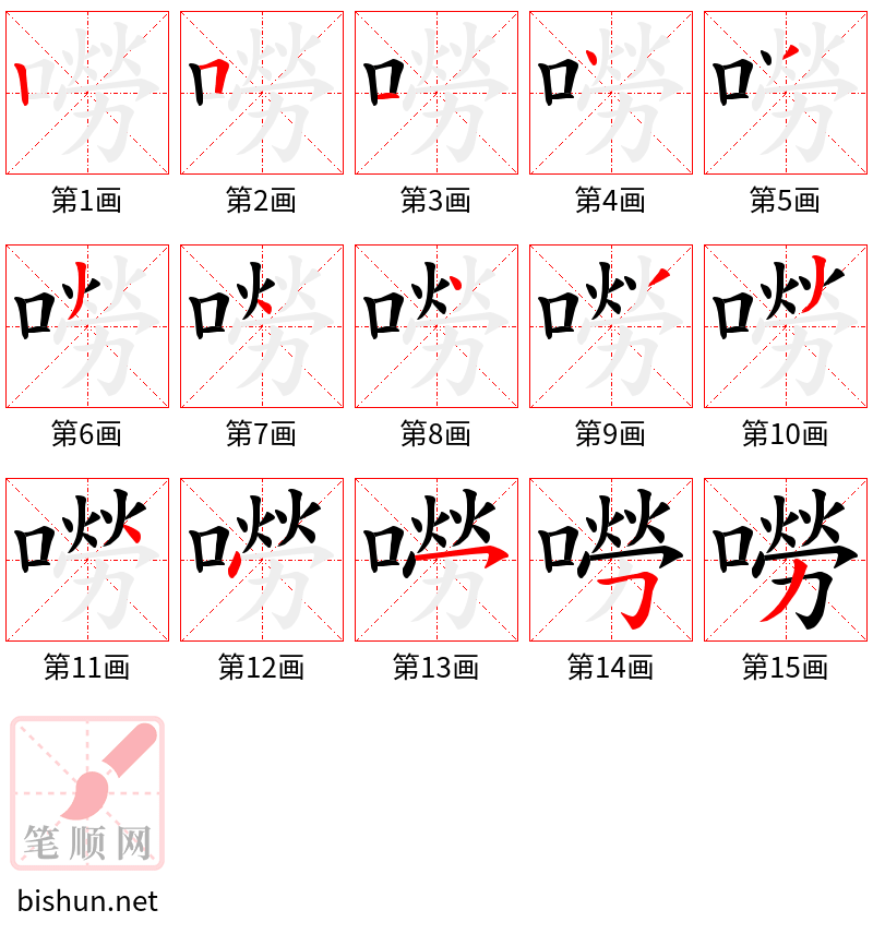 嘮 笔顺规范