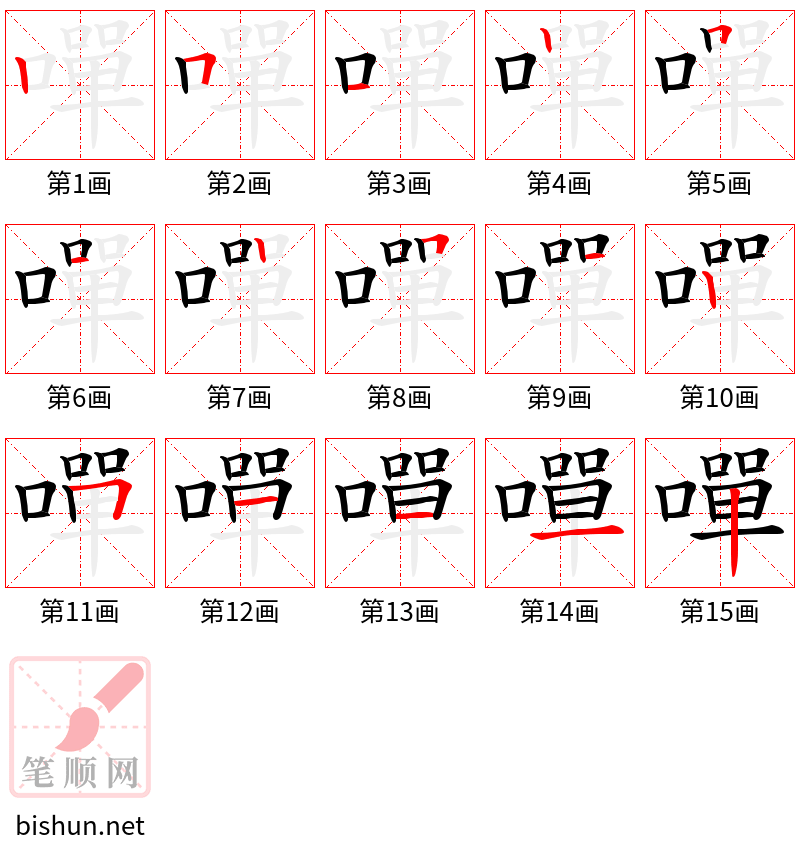 嘽 笔顺规范