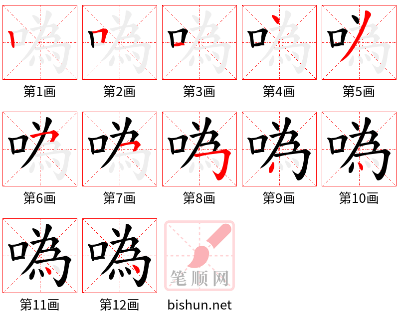 噅 笔顺规范