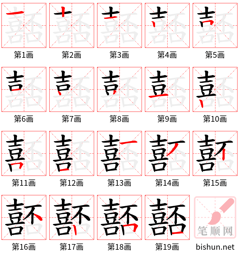 嚭 笔顺规范