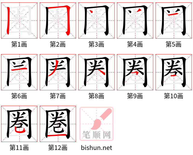 圏 笔顺规范