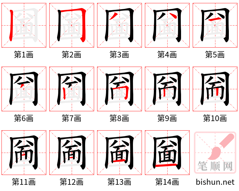 圙 笔顺规范