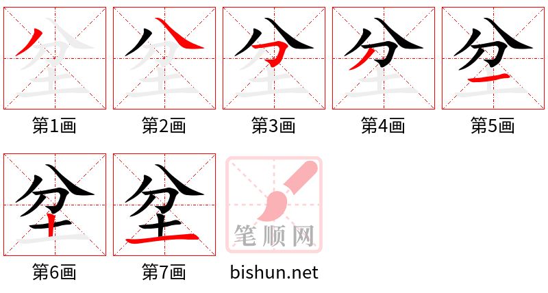 坌 笔顺规范