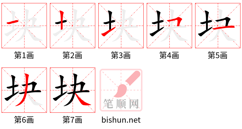 块 笔顺规范