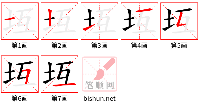 坘 笔顺规范