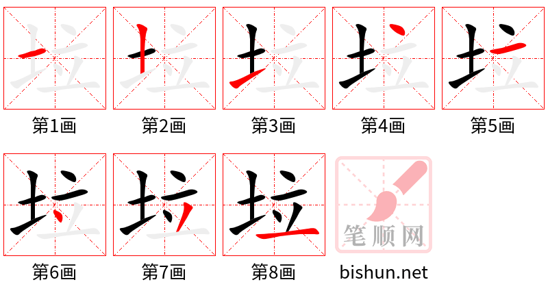 垃 笔顺规范