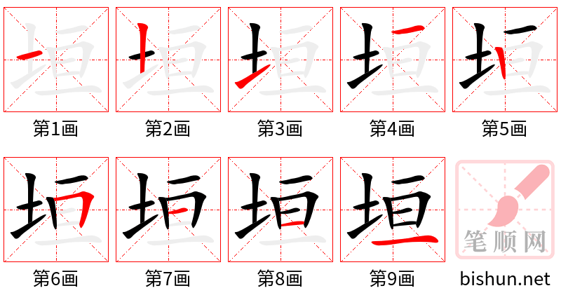 垣 笔顺规范