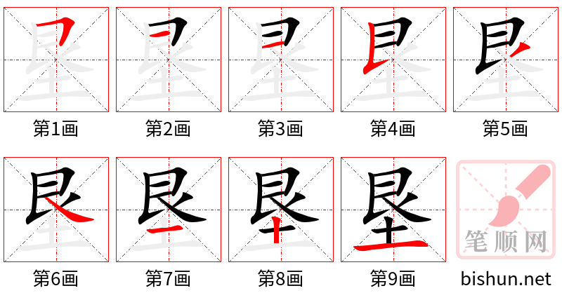 垦 笔顺规范