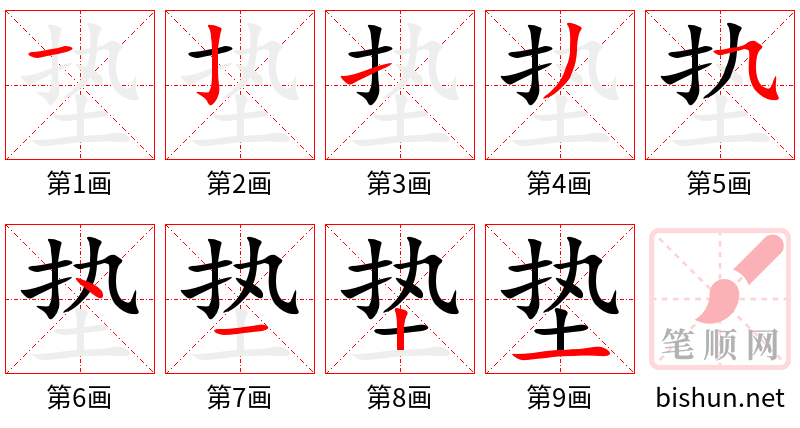 垫 笔顺规范