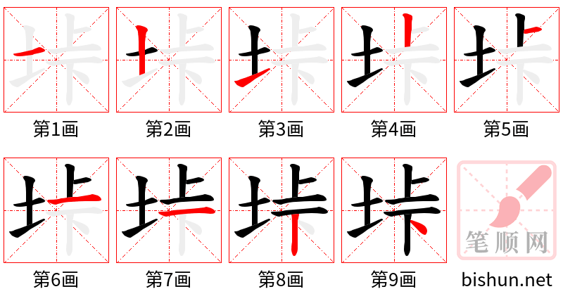 垰 笔顺规范