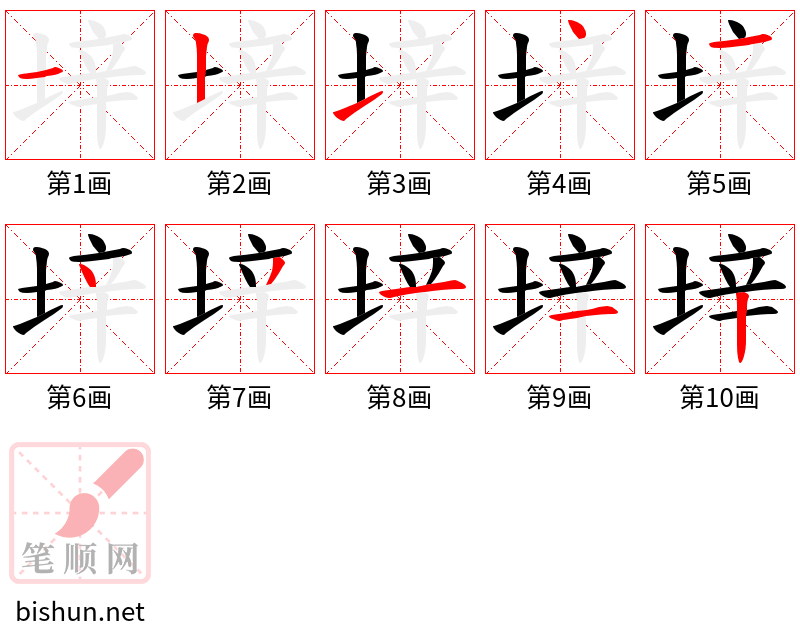 垶 笔顺规范