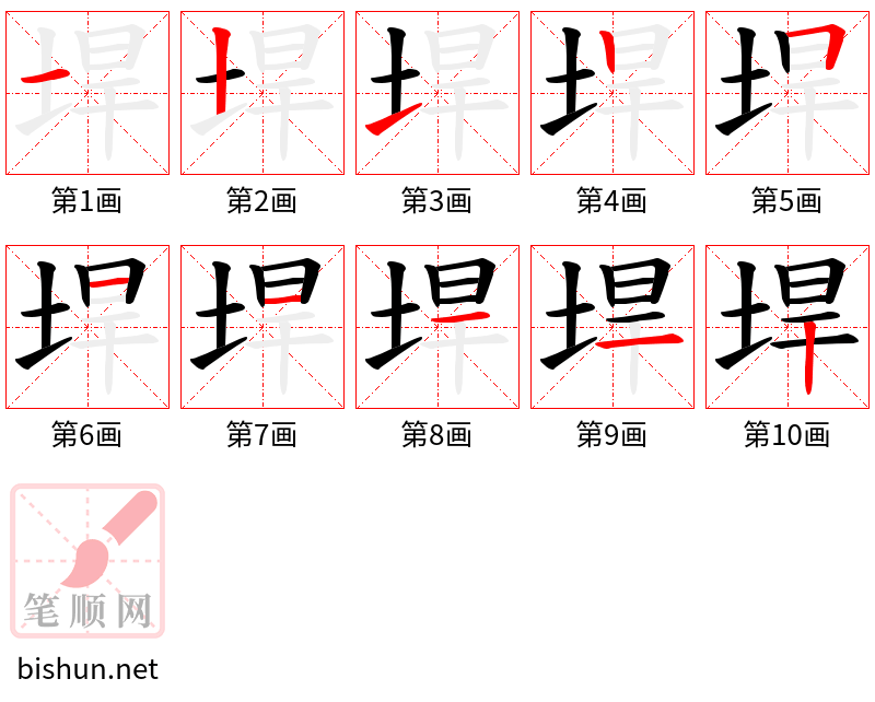 垾 笔顺规范