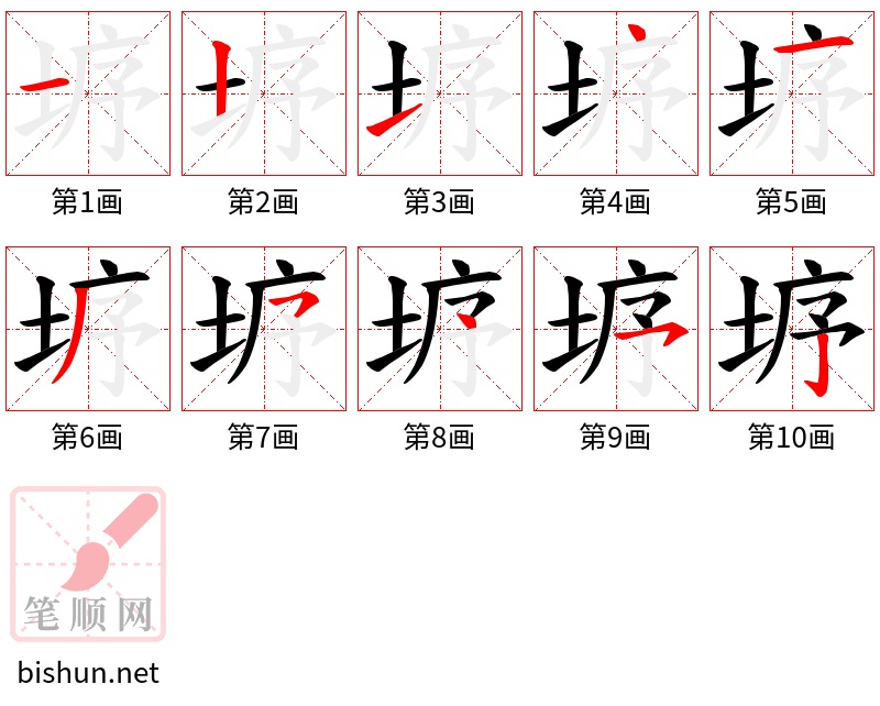 垿 笔顺规范