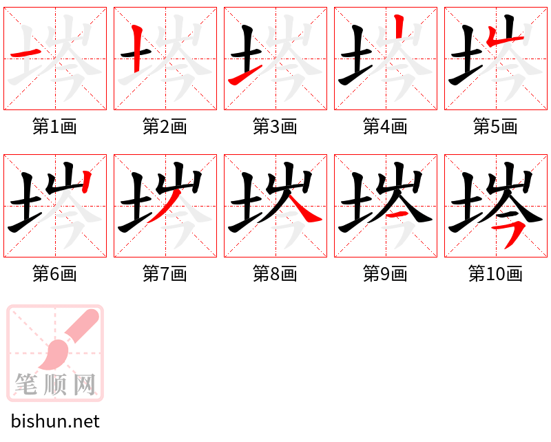 埁 笔顺规范