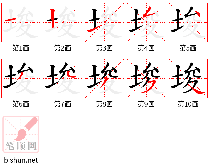 埈 笔顺规范