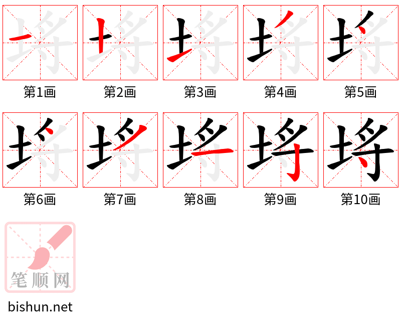 埓 笔顺规范