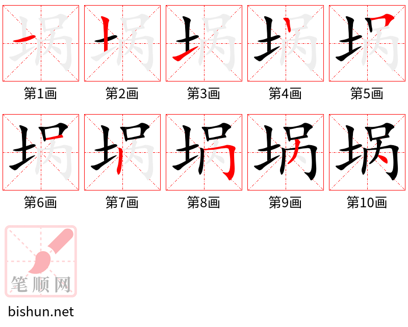 埚 笔顺规范