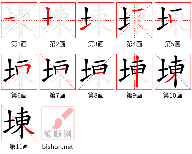 埬 笔顺规范