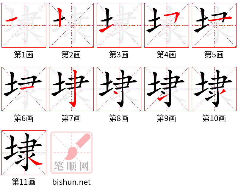 埭 笔顺规范