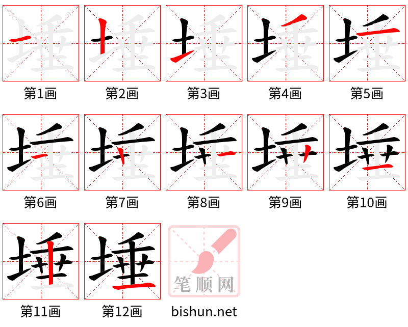 埵 笔顺规范