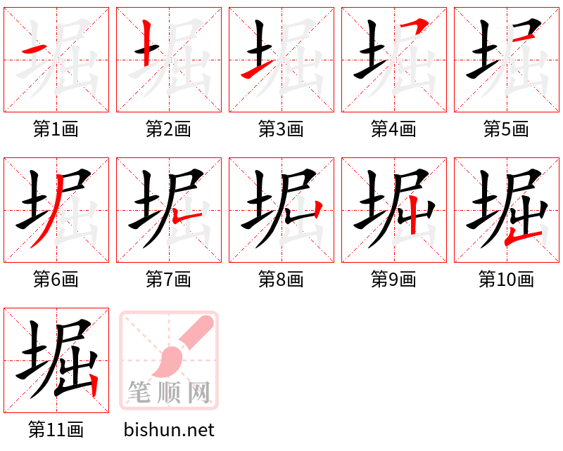 堀 笔顺规范