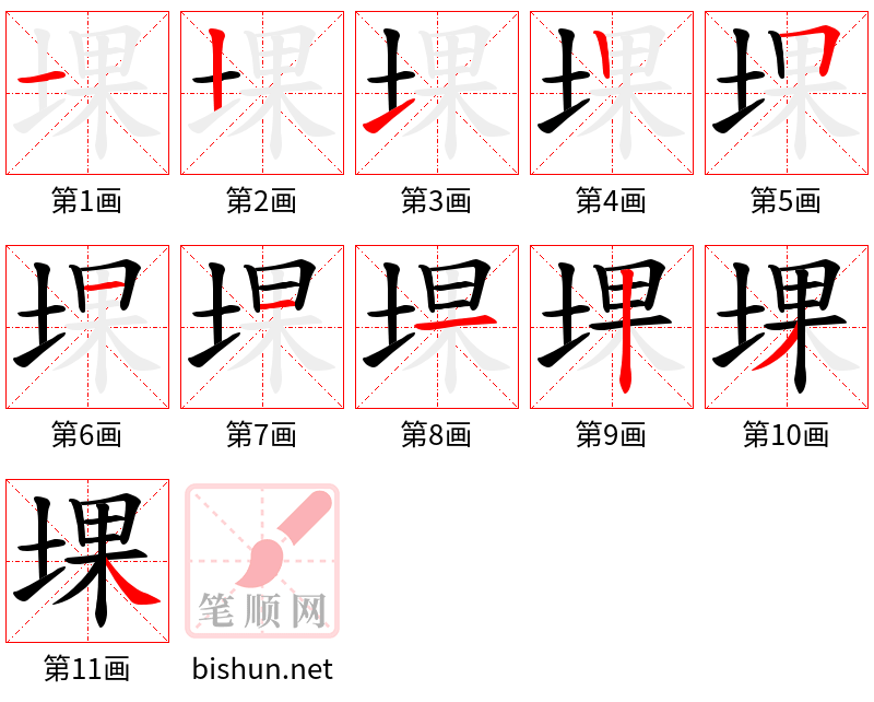 堁 笔顺规范