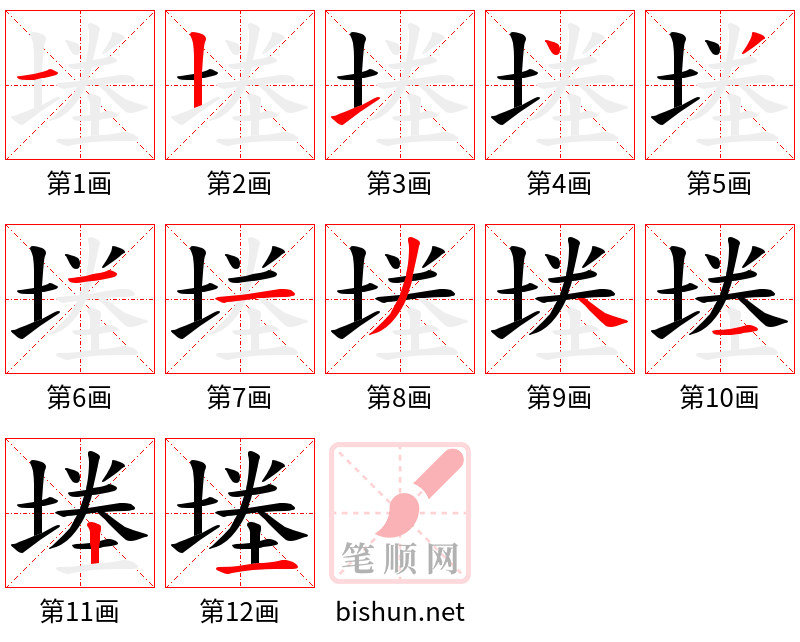 堘 笔顺规范