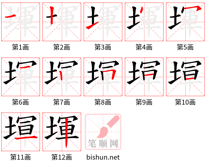 堚 笔顺规范