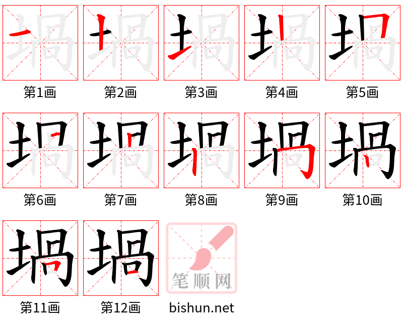 堝 笔顺规范