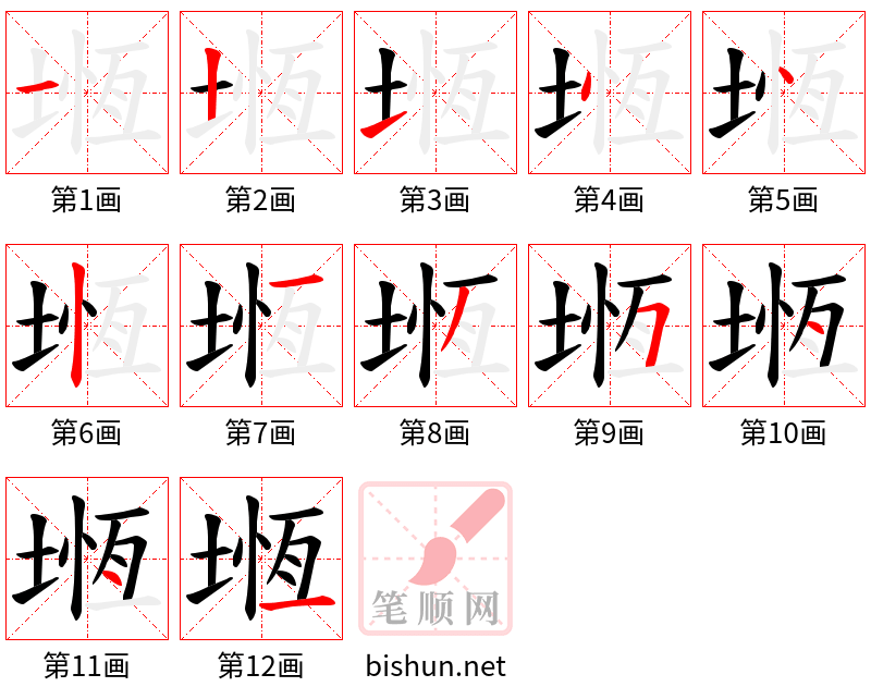 堩 笔顺规范